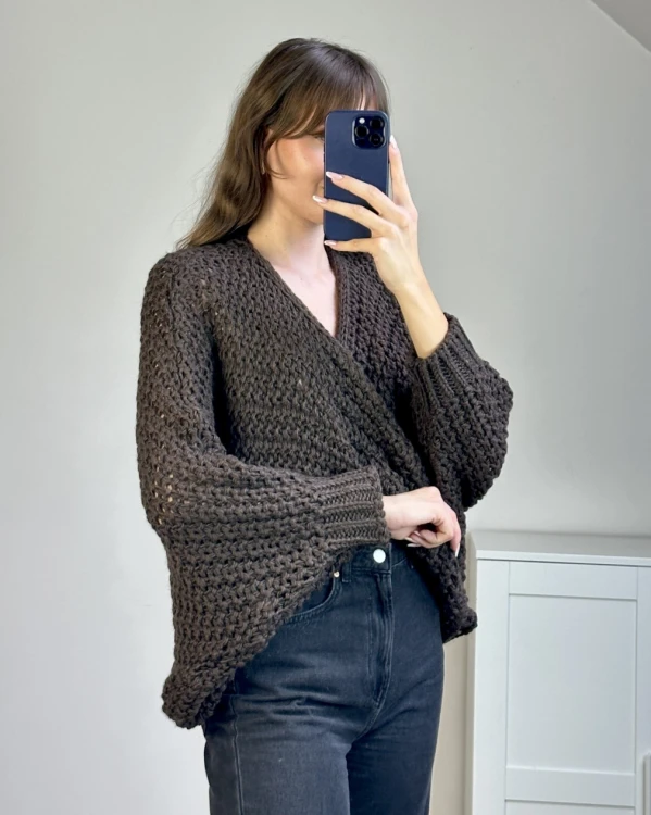 Sweter z wełną i alpaką o grubym splocie
