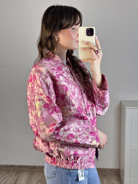 Modna kurtka damska floral różowa