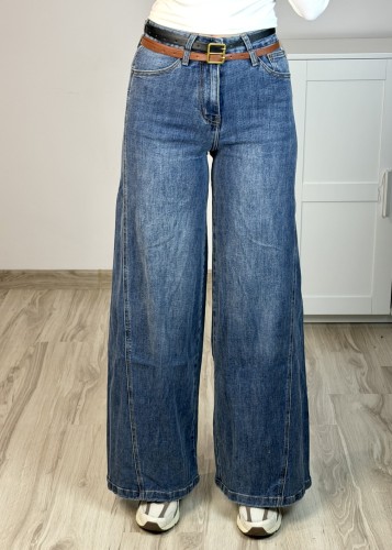 Niebieskie jeansy wide leg z wysokim stanem