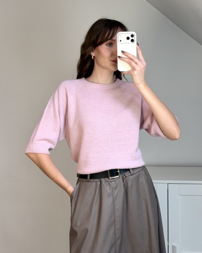 różowy sweter z wełną i kaszmirem