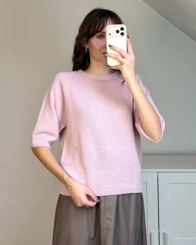 miękki różowy sweter z wełną i kaszmirem