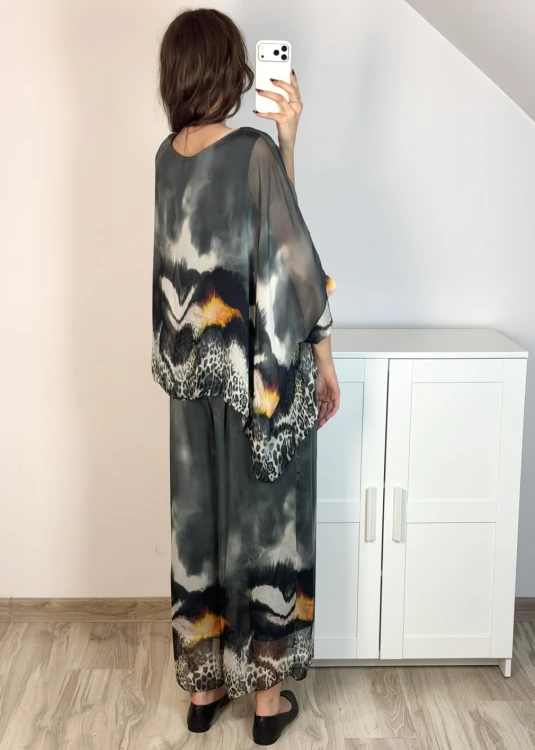lekki komplet damski z jedwabiem na eleganckie okazje