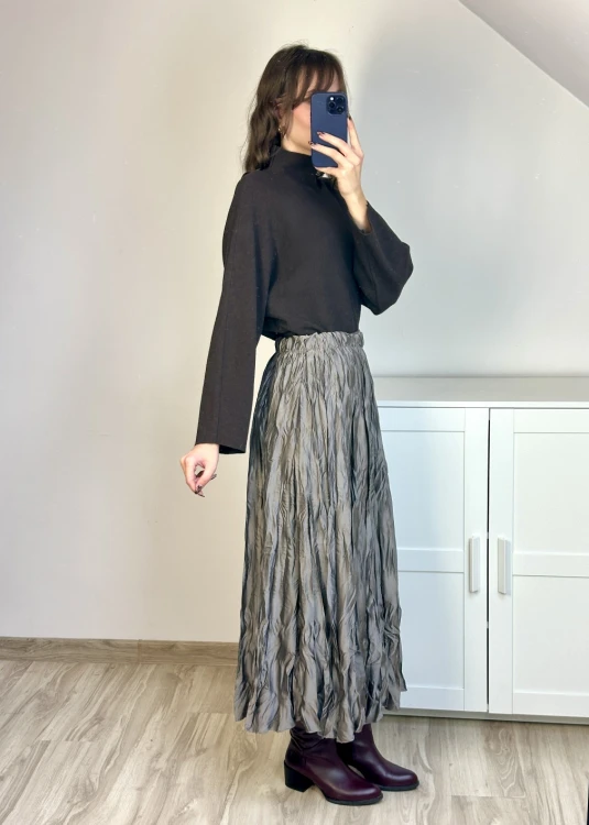 Szara spódnica maxi z elastyczną talią