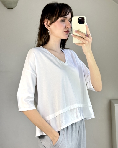 bluzka oversize damska z dekoltem v elegancka