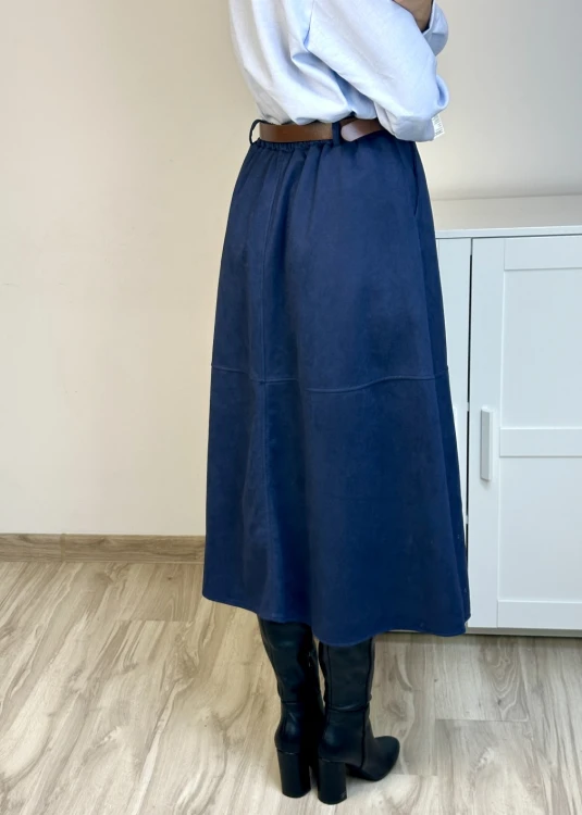 Elegancka spódnica midi z imitacji zamszu