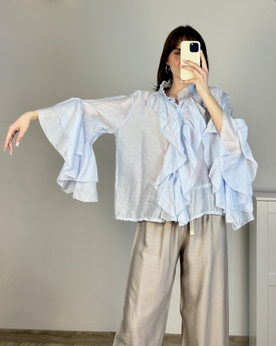 koszula damska elegancka na wyjście stylowa bluzka damska luźna z falbanami trendy moda