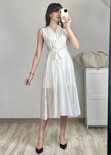 sukienka kopertowa midi damska z wiązaniem w talii elegancka sukienka midi z gumką w pasie podkreślająca talię lekka sukienka damska tencel przewiewna na lato komunia
