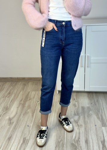 Niebieskie spodnie jeansowe Mom Fit Plus Size damskie