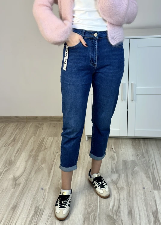 Niebieskie spodnie jeansowe Mom Fit Plus Size damskie