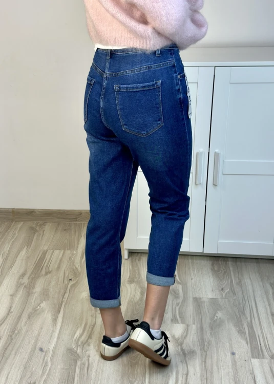 Jeansy damskie Mom Fit w niebieskim kolorze w większych rozmiarach
