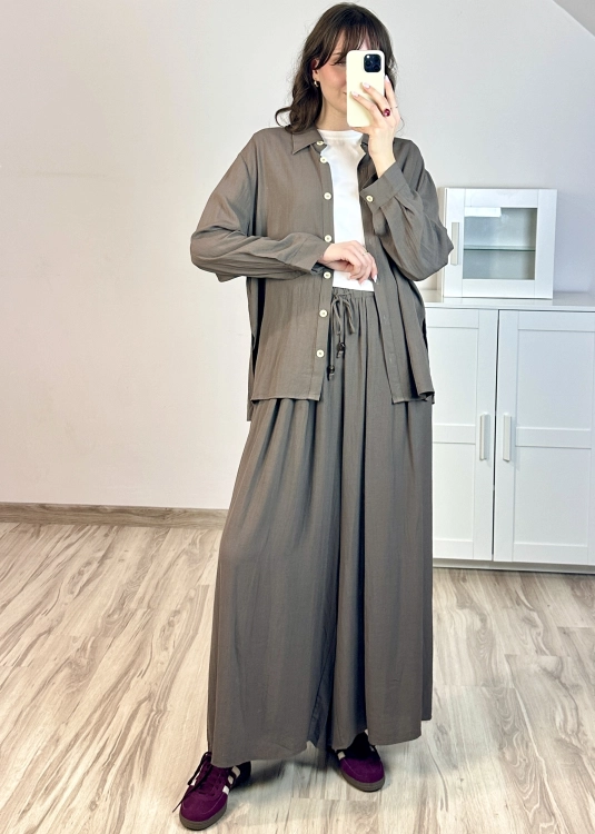 komplet damski casual elegancki wygodny lniany komplet damski styl minimalistyczny