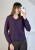 Sweter z wełną merino, kaszmirem i jedwabiem z dekoltem V – śliwkowy