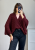 Sweter poncho z wełną i alpaką – bordo