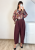 Eleganckie spodnie barrel z paskiem – bordo