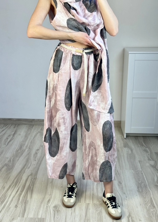 Lniany komplet codzienny komfortowy styl