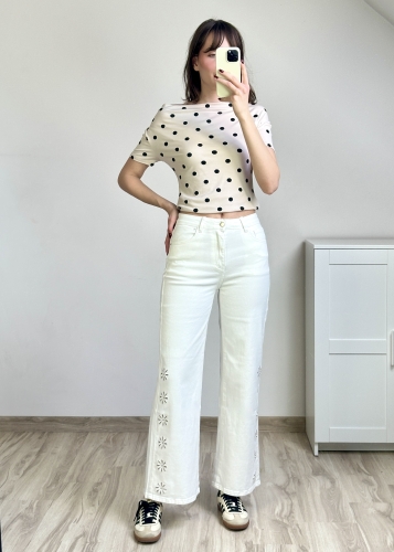 Spodnie wysoki stan szeroka nogawka przód Spodnie modelujące sylwetkę wydłużające nogi Spodnie szerokie wysoki stan elegancki fason