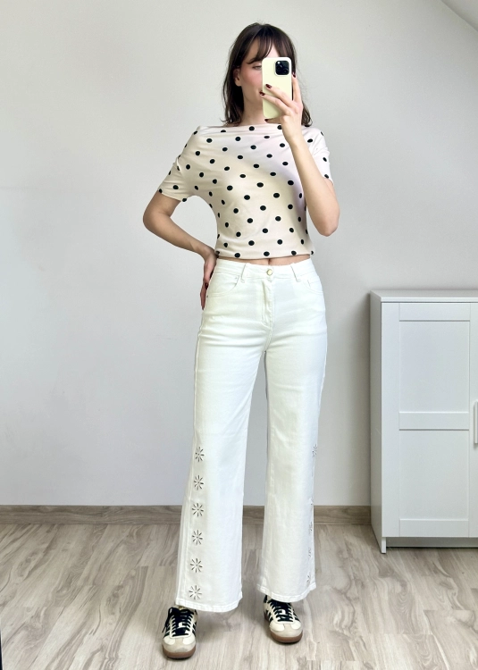 Spodnie wysoki stan szeroka nogawka przód Spodnie modelujące sylwetkę wydłużające nogi Spodnie szerokie wysoki stan elegancki fason
