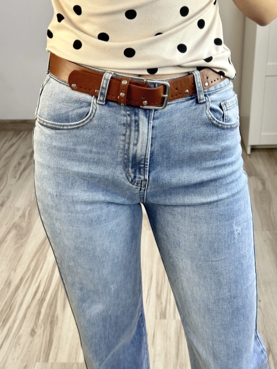 Jeansy wygodne miękki elastyczny materiał Jeansy szeroka nogawka modne i klasyczne Jeansy do codziennych stylizacji komfortowe