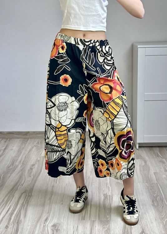 Spodnie letnie lekkie i przewiewne Spodnie culotte wygodne na co dzień Spodnie szeroka nogawka styl casual